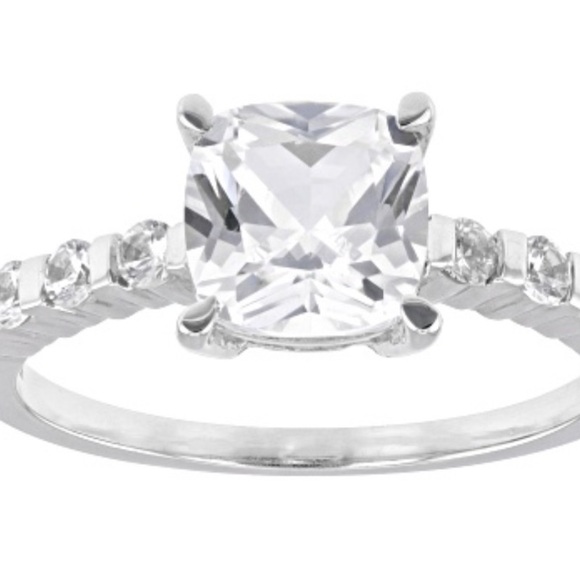 1.44CTW LAB CREATED WHITE SAPPHIRE PLATINUM OVER STERLING SILVER RING. 8. - Picture 1 of 8